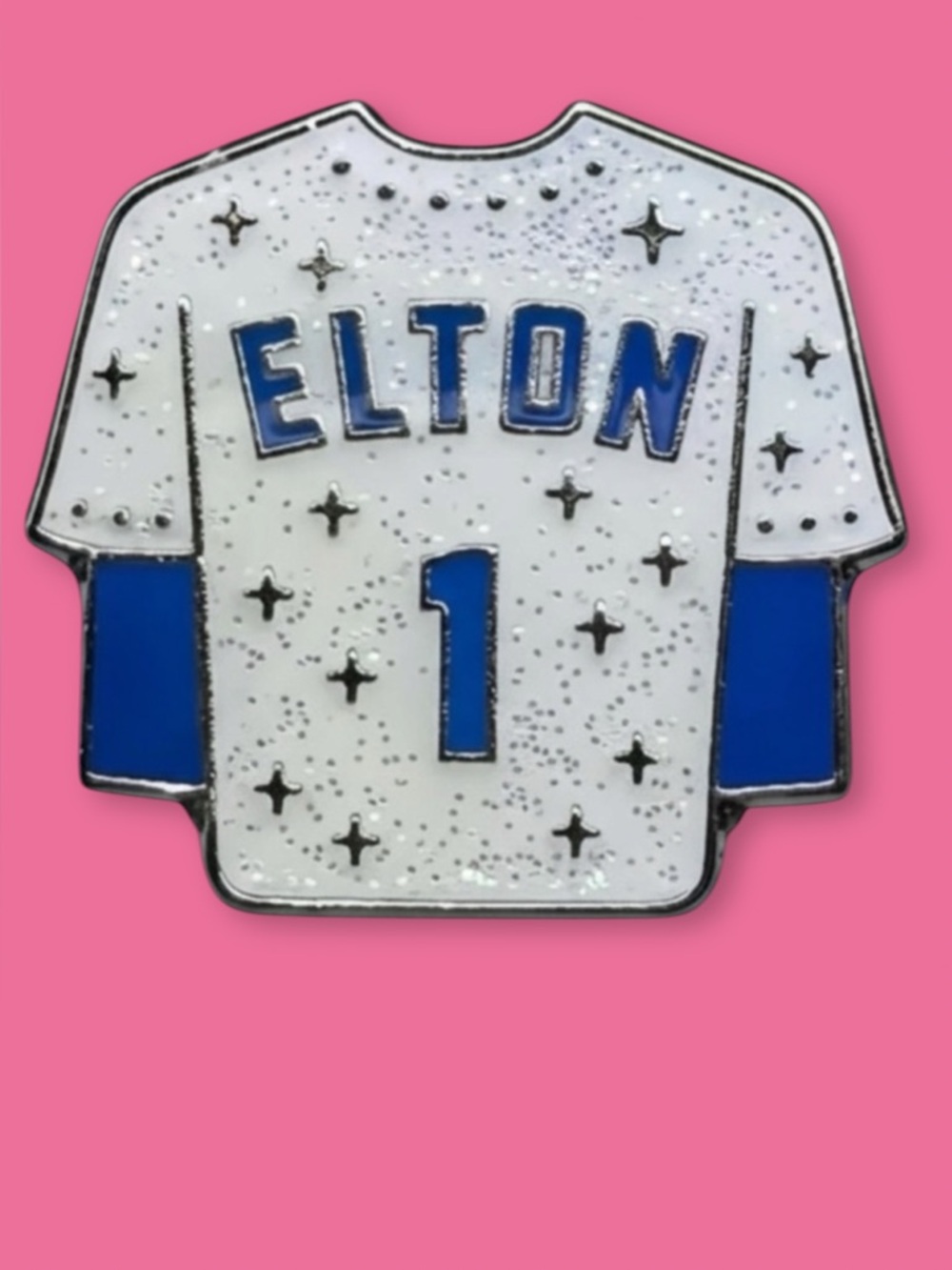 Elton John Dodgers Jersey Enamel Pin Glitter White Blue Collectible NEW